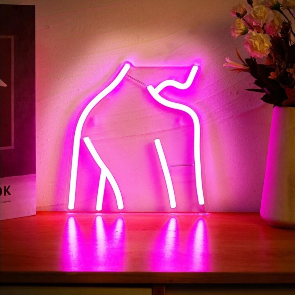 Female Figure Neon Pink Wall Sign - 1